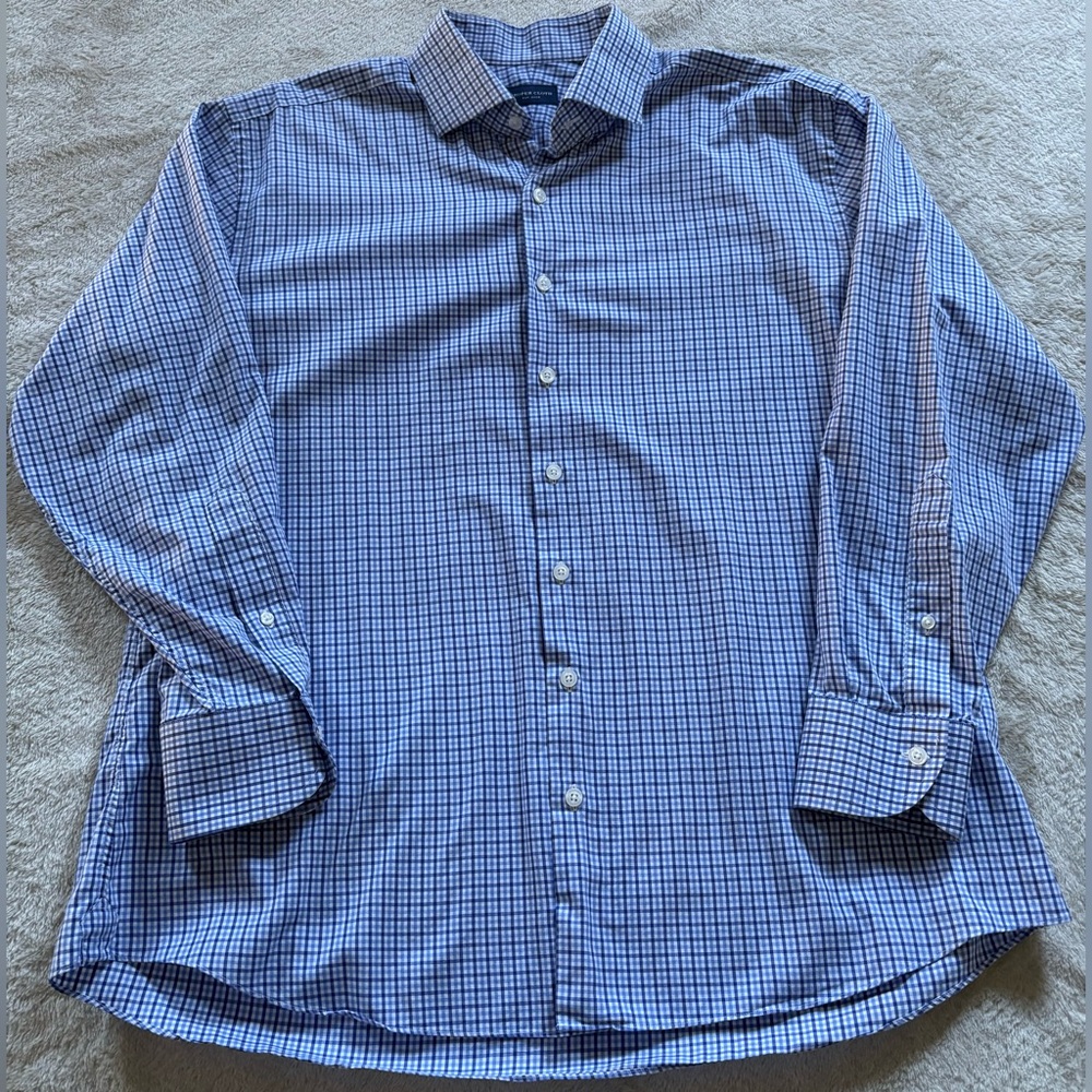 Proper Cloth Men’s Blue Check Dress Shirt Custom Button Down (See Measurements)